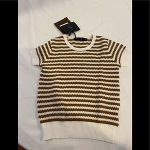 NWT bamboo brown striped shirt sleeve sweater